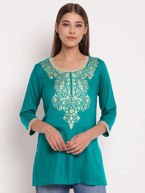 gold print straight kurti - 17548998 - Very Small Image - 1