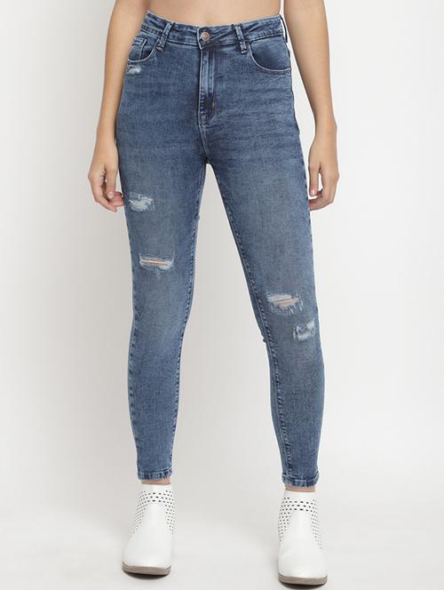 high rise stone washed jeans - 17549076 - Very Small Image - 1
