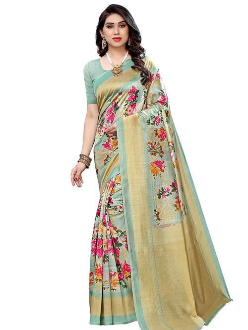floral printed saree with blouse - 17549334 - Very Small Image - 1