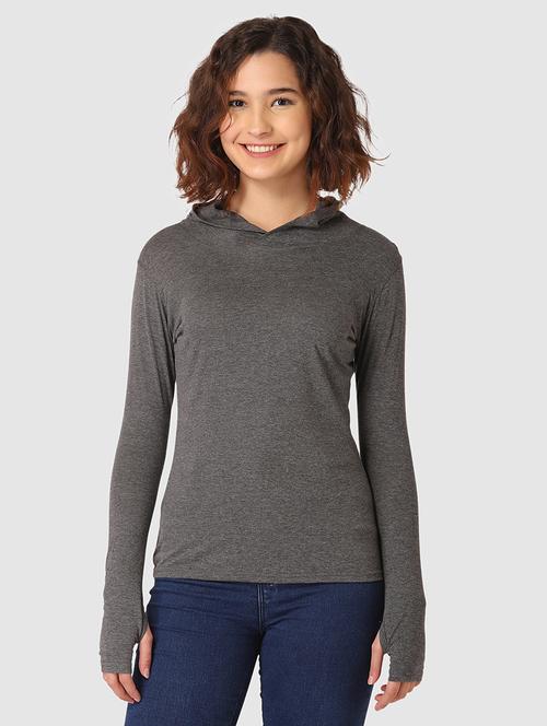 hooded neck solid top - 17549357 - Very Small Image - 1