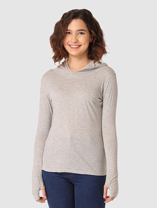 hooded neck solid top - 17549358 - Very Small Image - 1