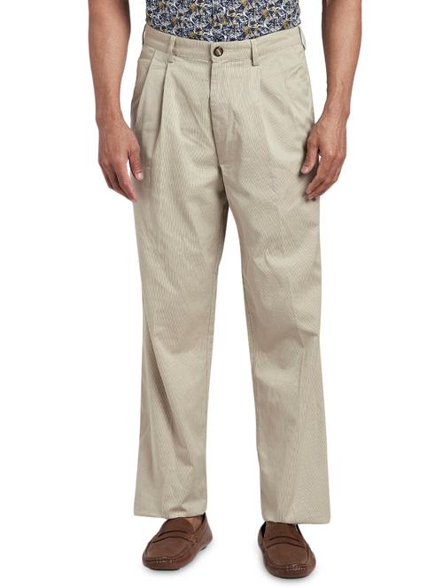 cream textured pleated trouser - 17549863 - Very Small Image - 1