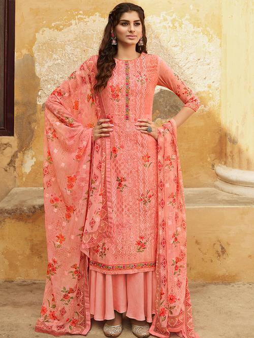 floral print unstitched suit - 17549947 - Very Small Image - 1