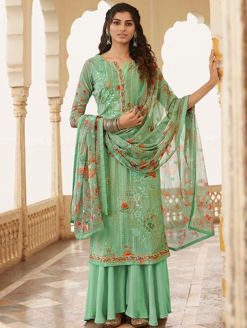 floral print unstitched suit - 17549949 - Very Small Image - 1