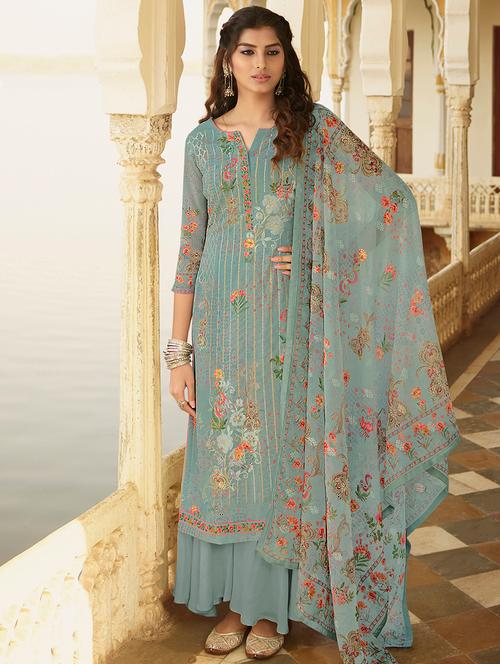 floral print unstitched suit - 17549952 - Very Small Image - 1