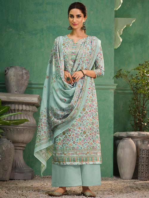 floral print unstitched suit - 17549954 - Very Small Image - 1