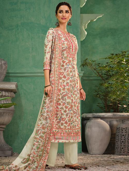 floral print unstitched suit - 17549955 - Very Small Image - 1