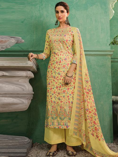 floral print unstitched suit - 17549957 - Very Small Image - 1
