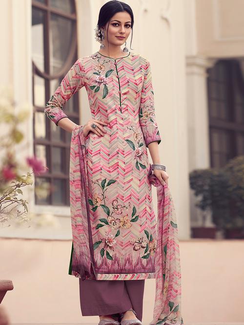 printed unstitched suit - 17549972 - Very Small Image - 1