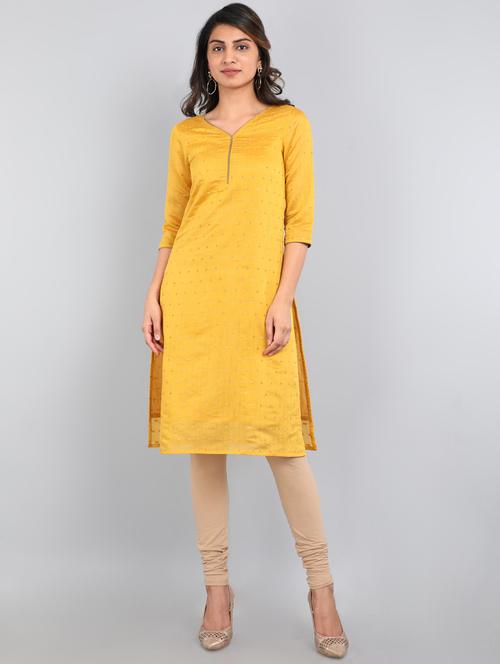 ethnic motifs chanderi straight kurta - 17550173 - Very Small Image - 1