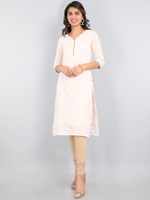 ethnic motifs chanderi straight kurta - 17550181 - Very Small Image - 1