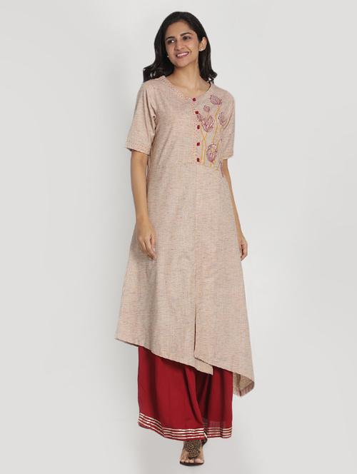 embroidered asymmetric kurta - 17550210 - Very Small Image - 1