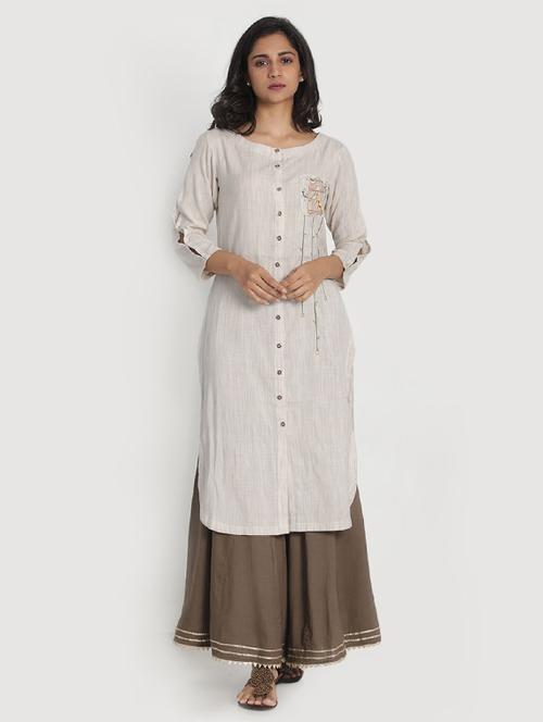 embroidered high-low kurta - 17550212 - Very Small Image - 1