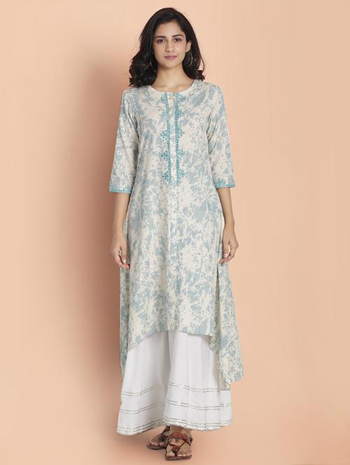 printed asymmetric kurta - 17550215 - Very Small Image - 1