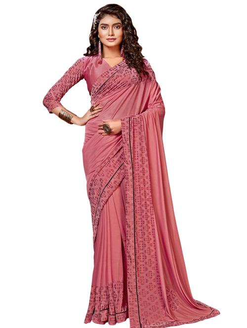 foil printed saree - 17550319 - Very Small Image - 1