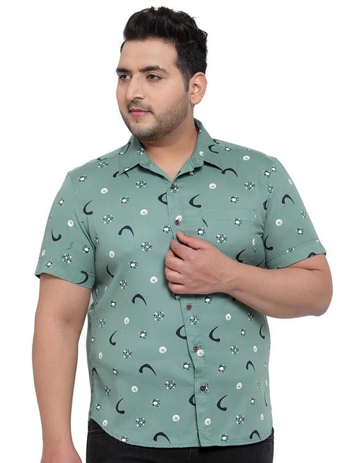 plus size green printed casual shirt - 17550413 - Very Small Image - 1