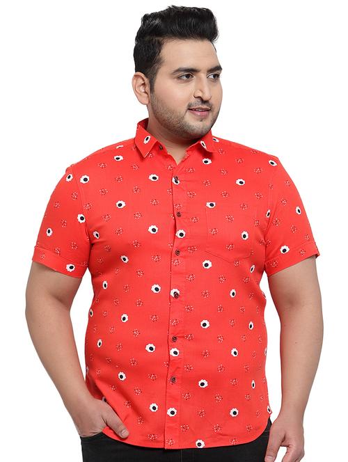 plus size red floral print casual shirt - 17550433 - Very Small Image - 1