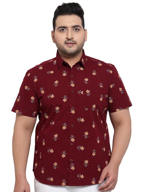 pluss maroon printed casual shirt - 17550450 - Very Small Image - 1