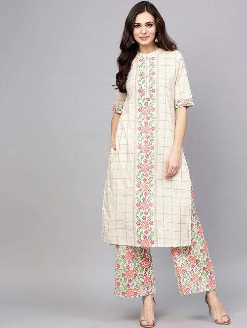 checkered kurta palazzo set - 17550661 - Very Small Image - 1