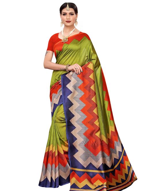 chevron printed saree with blouse - 17550760 - Very Small Image - 1