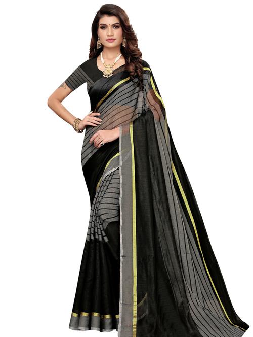 striped printed saree with blouse - 17550768 - Very Small Image - 1