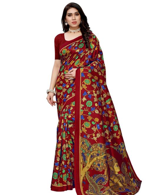floral printed saree with blouse - 17550770 - Very Small Image - 1