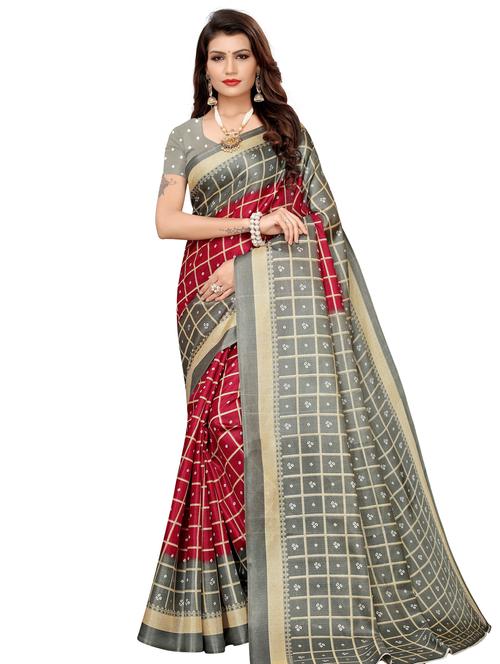 checkered printed saree - 17550773 - Very Small Image - 1