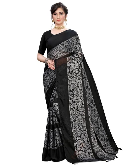 floral printed saree with blouse - 17550786 - Very Small Image - 1
