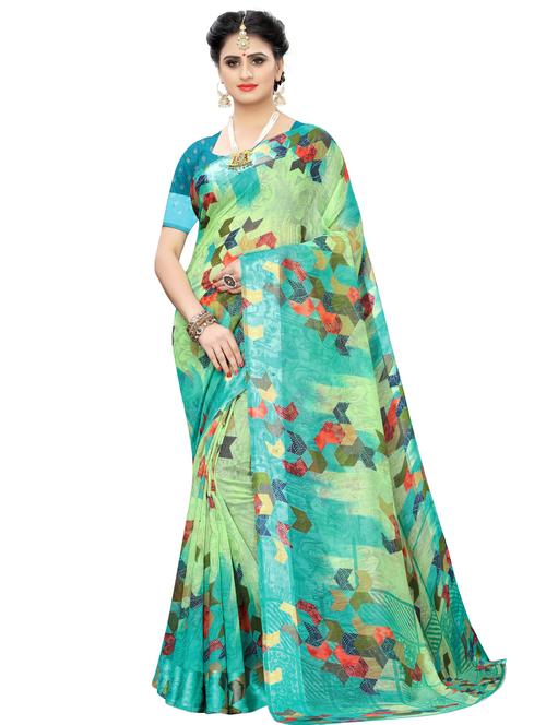 abstract printed saree with blouse - 17550793 - Very Small Image - 1