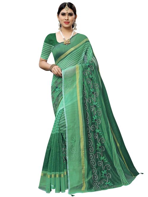 embroidered fusion saree with blouse - 17550809 - Very Small Image - 1