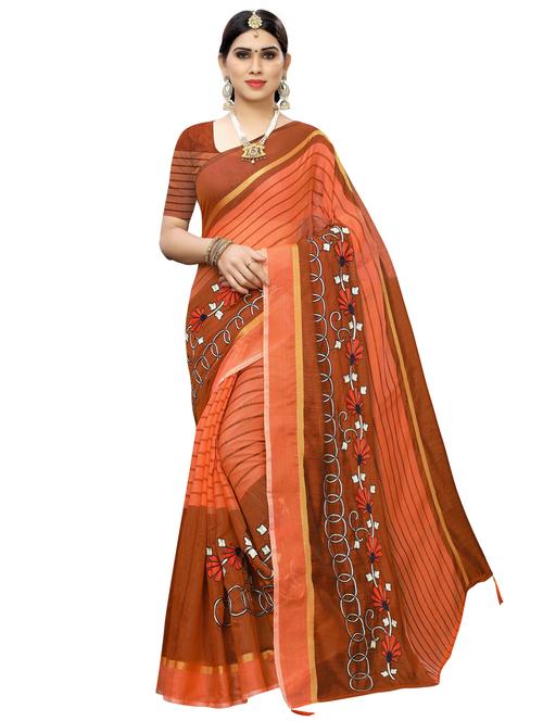 self design fusion saree with blouse - 17550813 - Very Small Image - 1