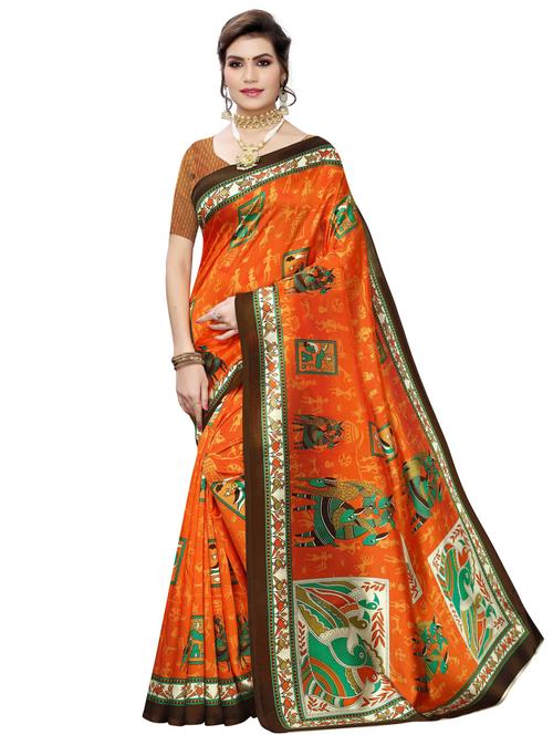 conversational printed saree with blouse - 17550827 - Very Small Image - 1