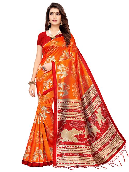 conversational printed saree with blouse - 17550838 - Very Small Image - 1