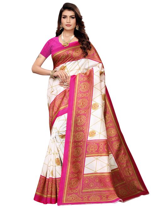 checkered printed saree with blouse - 17550845 - Very Small Image - 1