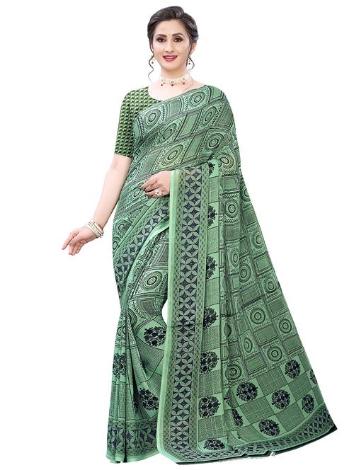 geometric printed saree with blouse - 17550866 - Very Small Image - 1