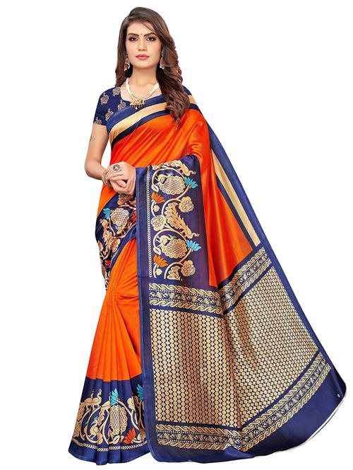 conversational printed saree with blouse - 17550875 - Very Small Image - 1