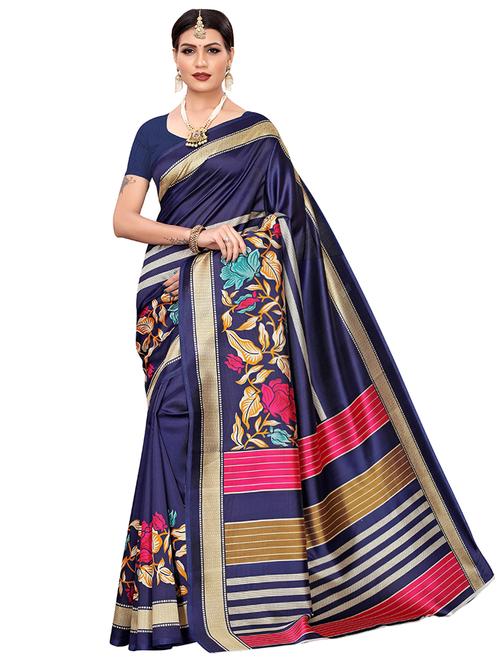 floral printed saree with blouse - 17550878 - Very Small Image - 1
