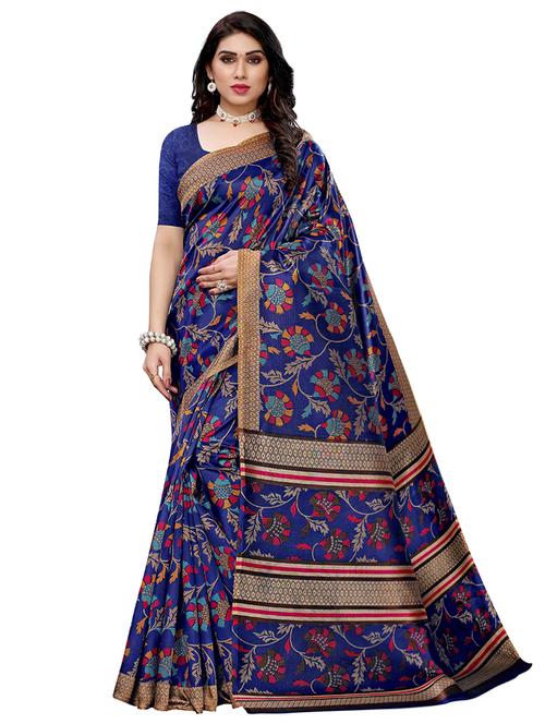 floral printed saree with blouse - 17550884 - Very Small Image - 1
