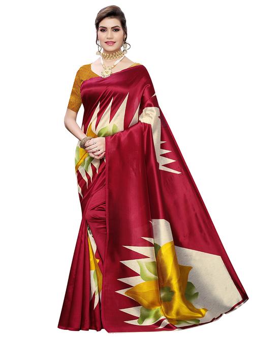 floral printed saree with blouse - 17550887 - Very Small Image - 1