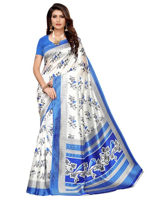 floral printed saree with blouse - 17550904 - Very Small Image - 1