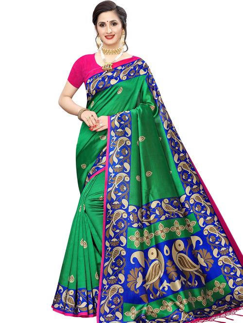 floral printed saree with blouse - 17550909 - Very Small Image - 1