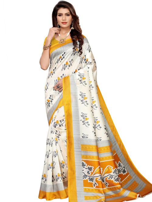 floral printed saree with blouse - 17550910 - Very Small Image - 1