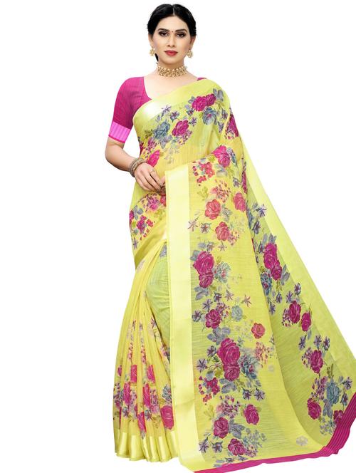 floral printed saree with blouse - 17550917 - Very Small Image - 1