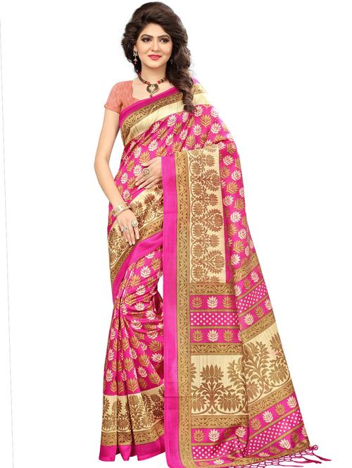 floral printed saree with blouse - 17550937 - Very Small Image - 1