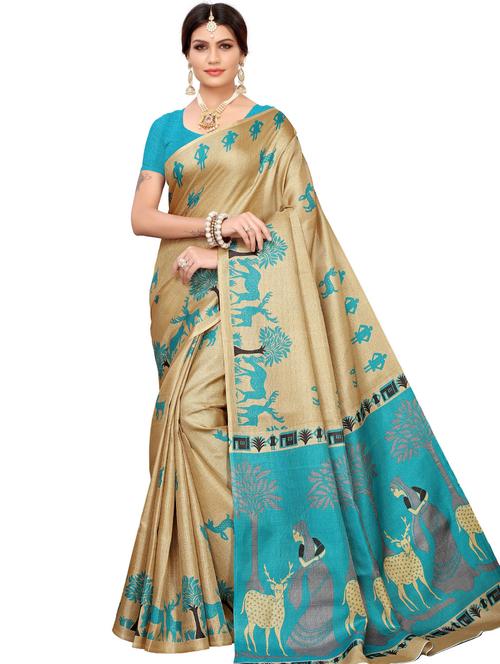 conversational printed saree with blouse - 17550962 - Very Small Image - 1