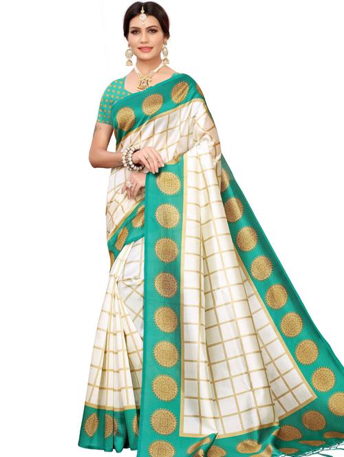 checkered printed saree with blouse - 17550963 - Very Small Image - 1