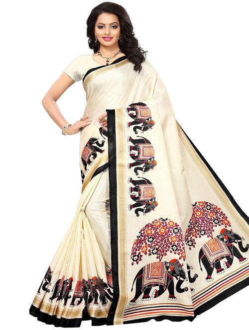 conversational printed saree with blouse - 17550970 - Very Small Image - 1