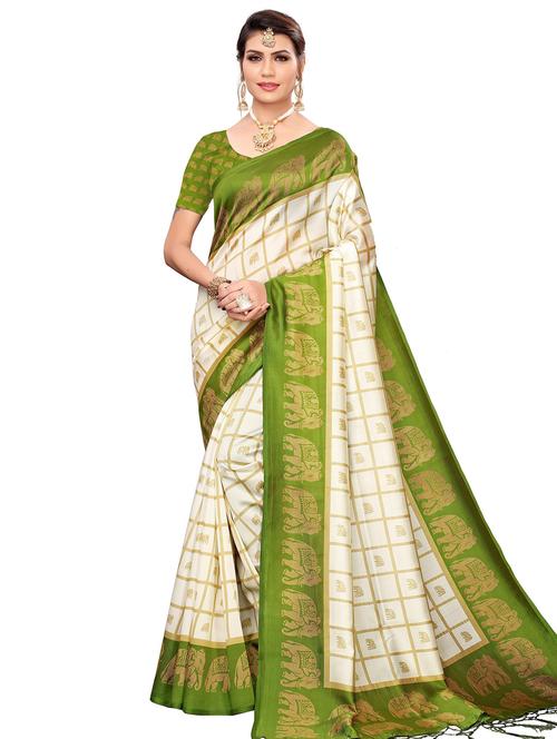 checkered printed saree with blouse - 17550998 - Very Small Image - 1
