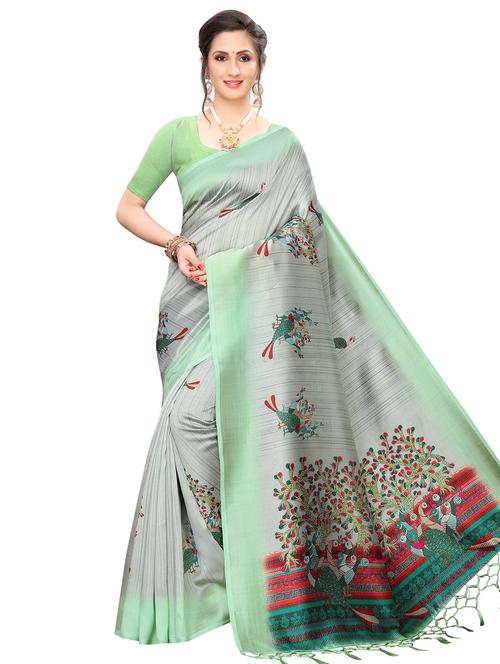 conversational printed saree with blouse - 17551001 - Very Small Image - 1