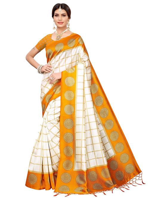 checkered printed saree with blouse - 17551002 - Very Small Image - 1